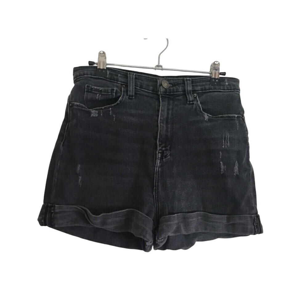 BDG Short Shorts Women's Size 27 Black Distressed Denim Mom High Rise